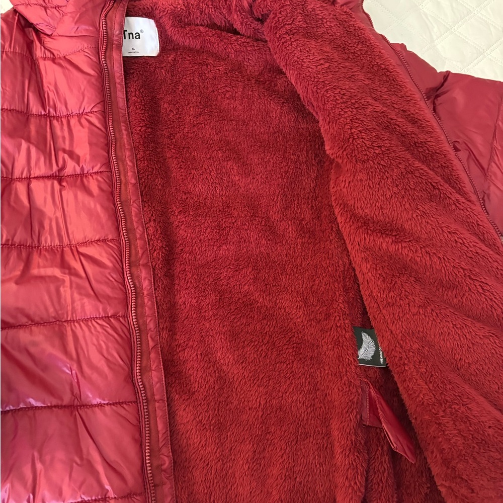 TNA  Red Hooded Puffer Jacket - Picture 2 of 3